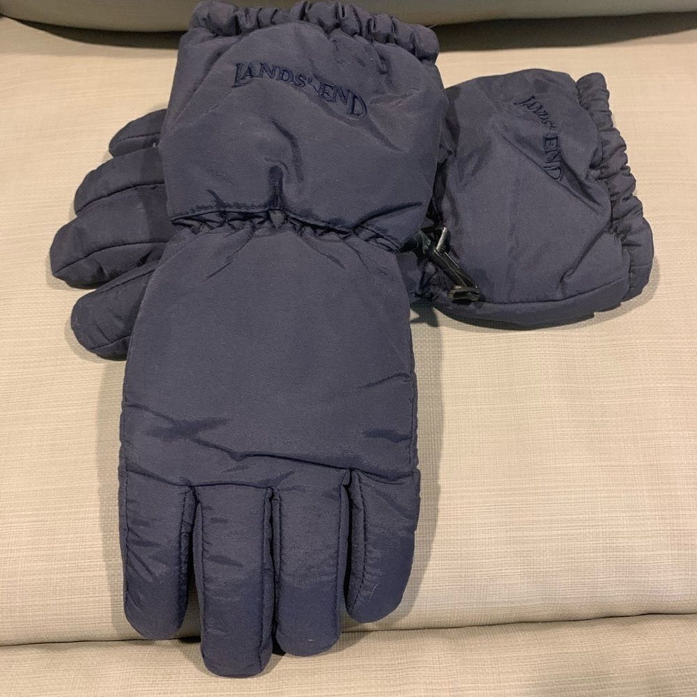 Lands' End Men's Navy Blue Insulated Winter Gloves
